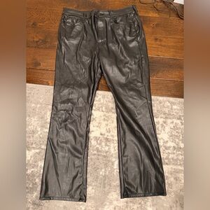 MOTHER Black Faux Leather Pants